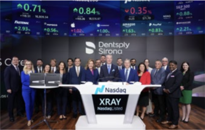 Dentsply Sirona lança novo produto e comemora mais de um século de inovação com toque de campainha no Nasdaq MarketSide