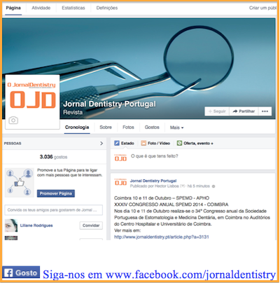  SIGA-NOS NO FACEBOOK "O JORNALDENTISTRY"